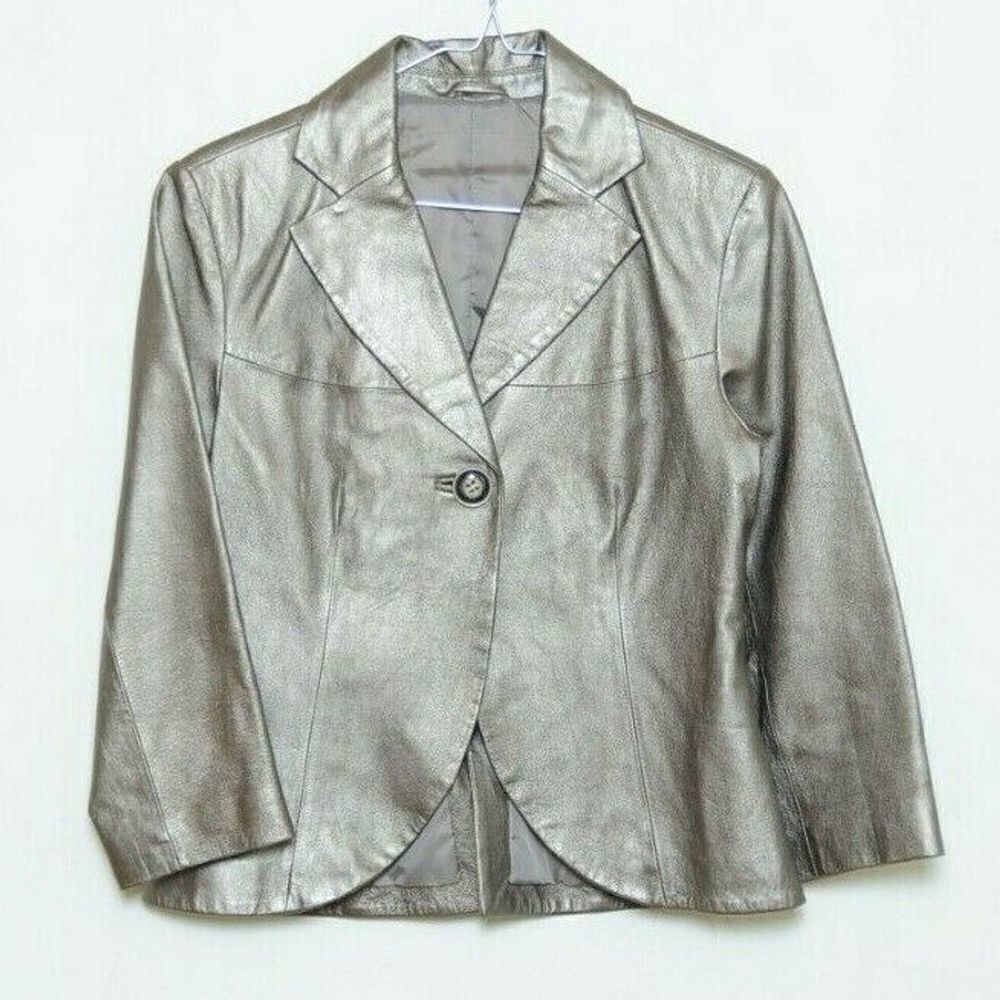 Bernardo Metallic Rose Gold Genuine Leather Jacket